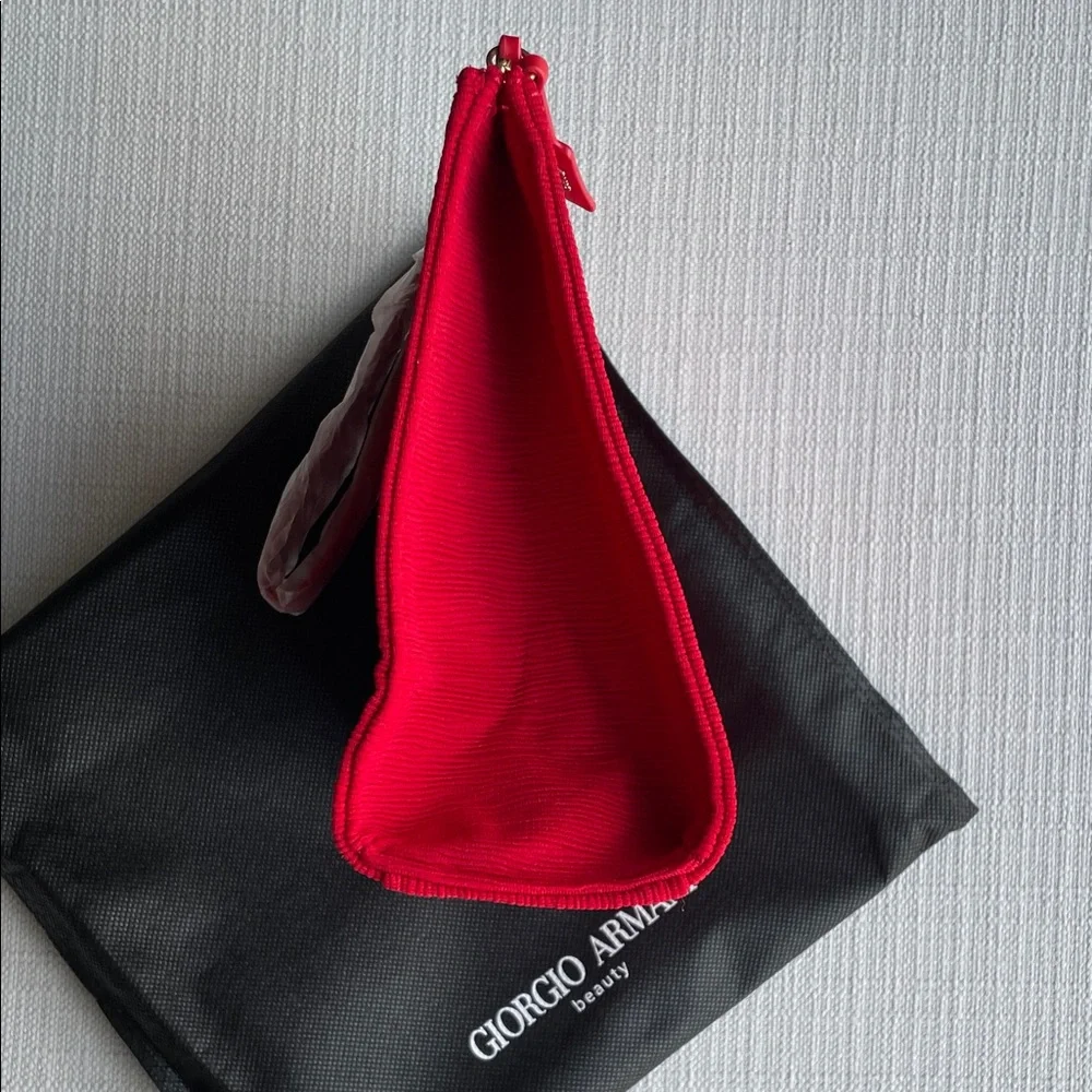 Giorgio Armani Red Zip Cosmetic Pouch clutch